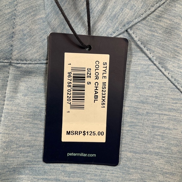 PETER MILLAR MENS STEALTH PERFORMANCE 1/4 ZIP VEST, CHANNEL BLUE, NWT $125, S - Picture 13 of 13